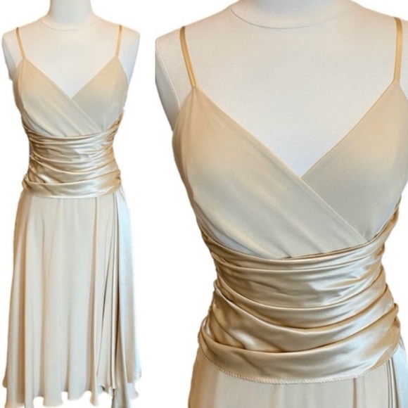 Adrianna Papell Silk Draped Surplice Wrap Cocktail Dress Vintage 90’s - Picture 1 of 12